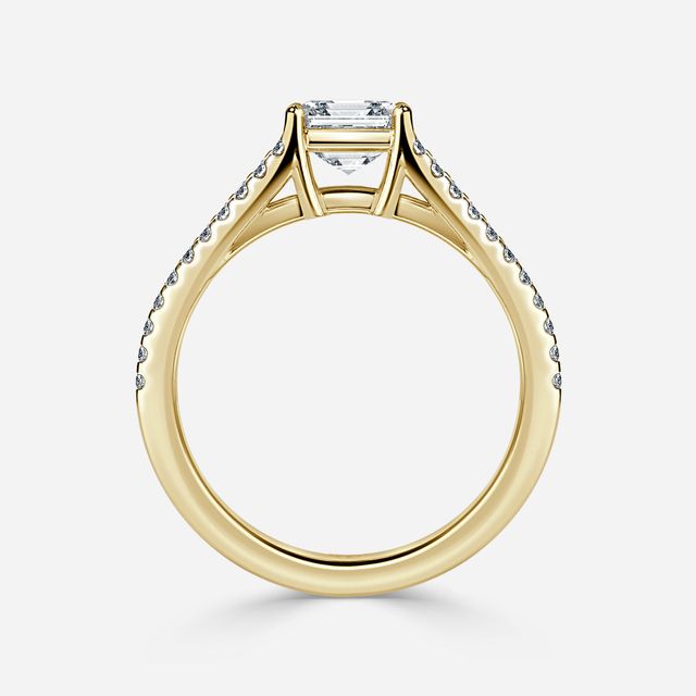 Naveya Split Shank Yellow Gold Pavé Engagement Ring