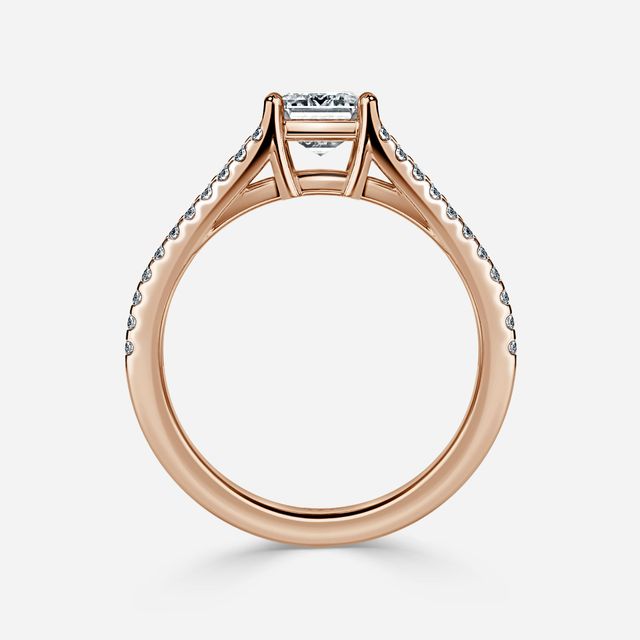 Naveya Split Shank Rose Gold Pavé Engagement Ring
