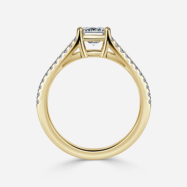 Naveya Split Shank Yellow Gold Pavé Engagement Ring