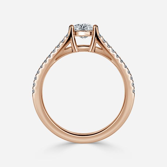 Naveya Split Shank Rose Gold Pavé Engagement Ring