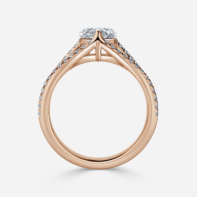 Naveya Split Shank Rose Gold Pavé Engagement Ring