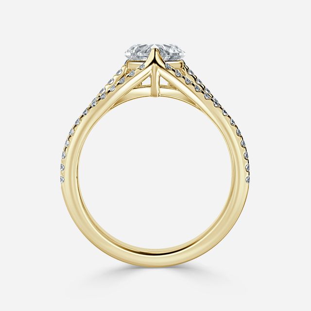 Naveya Split Shank Yellow Gold Pavé Engagement Ring