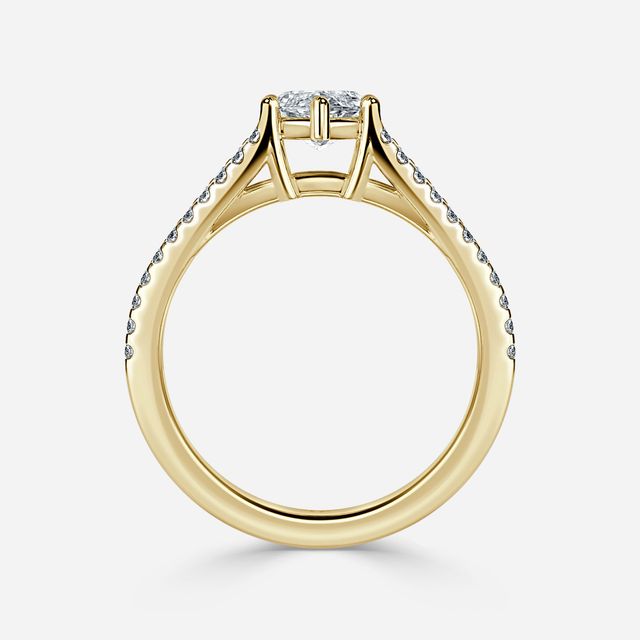 Naveya Split Shank Yellow Gold Pavé Engagement Ring