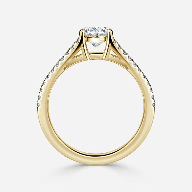 Naveya Split Shank Yellow Gold Pavé Engagement Ring