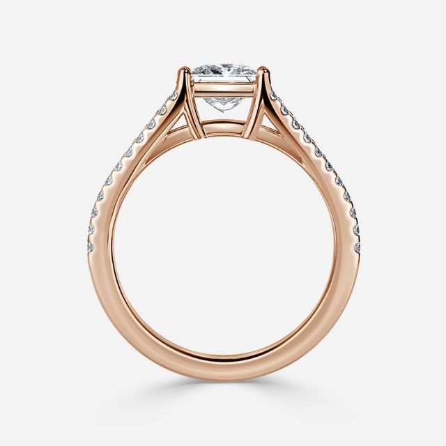 Naveya Split Shank Rose Gold Pavé Engagement Ring