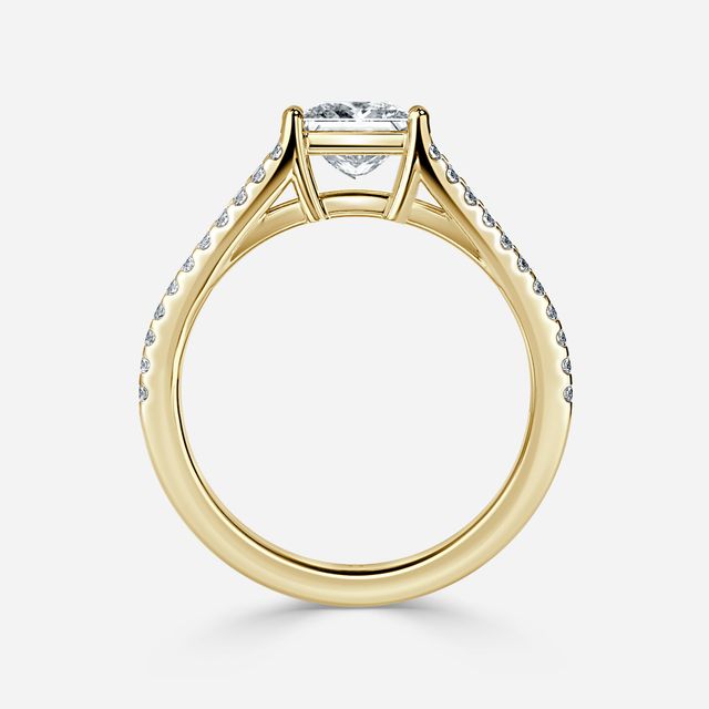Naveya Split Shank Yellow Gold Pavé Engagement Ring