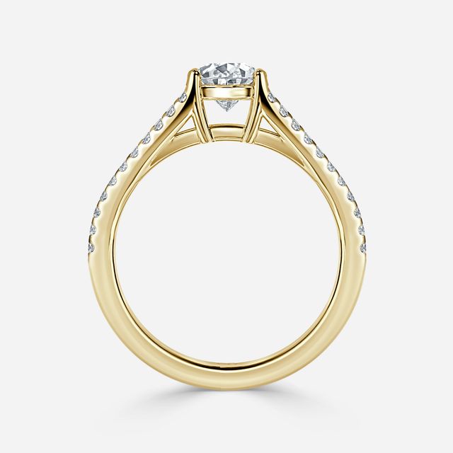 Naveya Split Shank Yellow Gold Pavé Engagement Ring