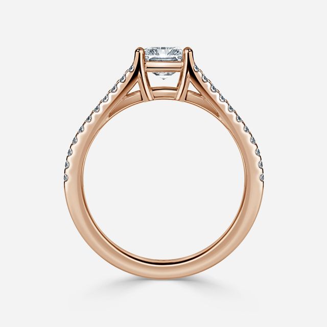Naveya Split Shank Rose Gold Pavé Engagement Ring