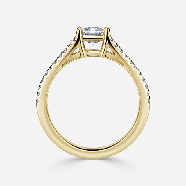 Naveya Split Shank Yellow Gold Pavé Engagement Ring