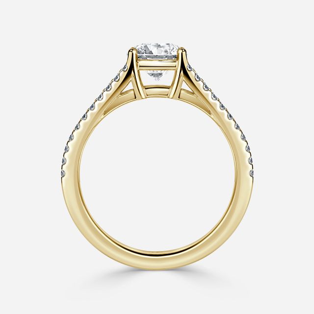 Naveya Split Shank Yellow Gold Pavé Engagement Ring