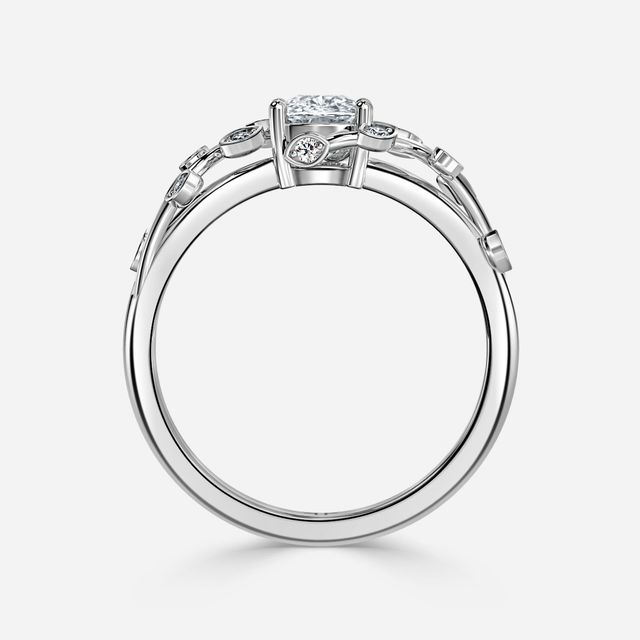 Secret Garden White Gold Flower Engagement Ring