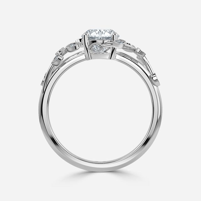 Secret Garden White Gold Flower Engagement Ring