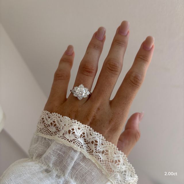 Jasmine Platinum Flower Engagement Ring