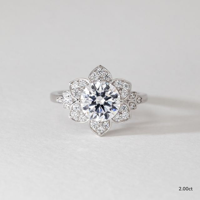 Jasmine Platinum Flower Engagement Ring