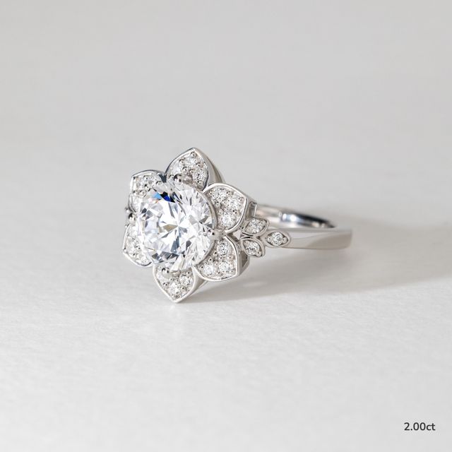 Jasmine Platinum Flower Engagement Ring