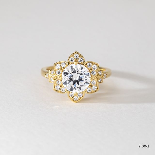 Jasmine Yellow Gold Flower Engagement Ring