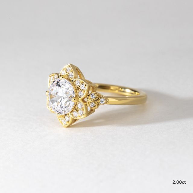 Jasmine Yellow Gold Flower Engagement Ring