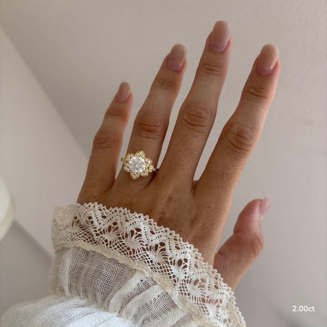 Jasmine Yellow Gold Flower Engagement Ring