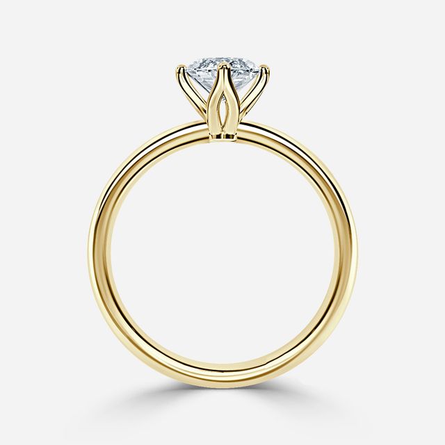Ayania Yellow Gold Lotus Tappered Engagement Ring