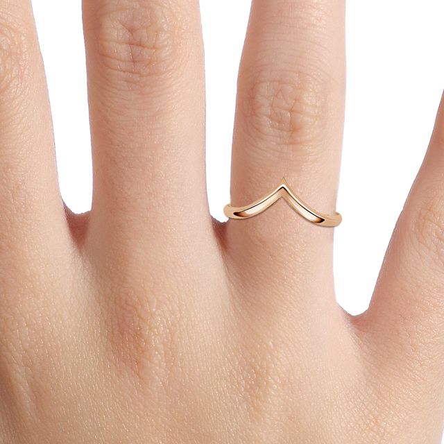 Chevron V-Shaped Rose Gold Plain Wedding Ring