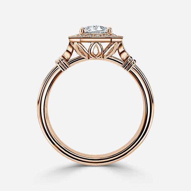 Astaire Rose Gold Milgrain Vintage Engagement Ring