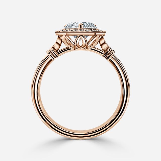 Astaire Rose Gold Milgrain Vintage Engagement Ring