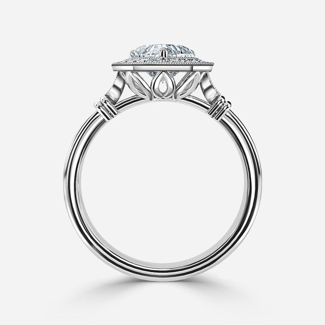 Astaire White Gold Milgrain Vintage Engagement Ring