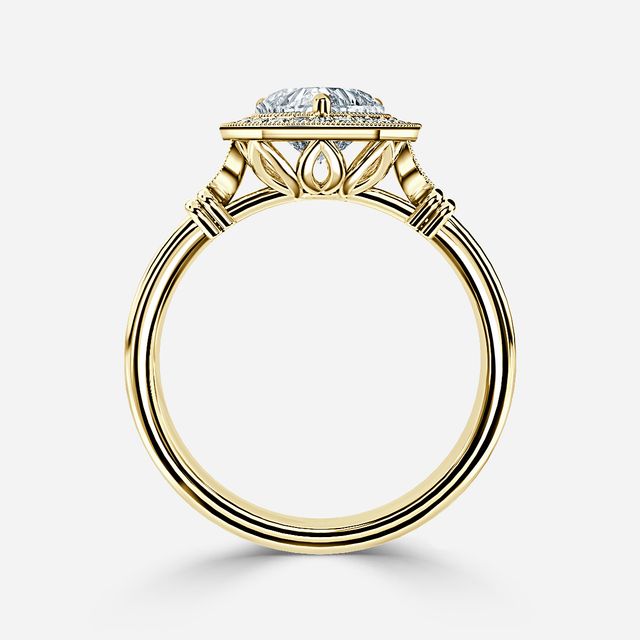 Astaire Yellow Gold Milgrain Vintage Engagement Ring