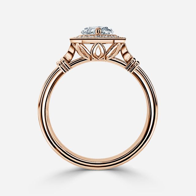 Astaire Rose Gold Milgrain Vintage Engagement Ring