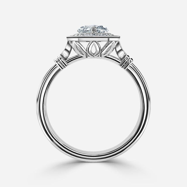 Astaire White Gold Milgrain Vintage Engagement Ring