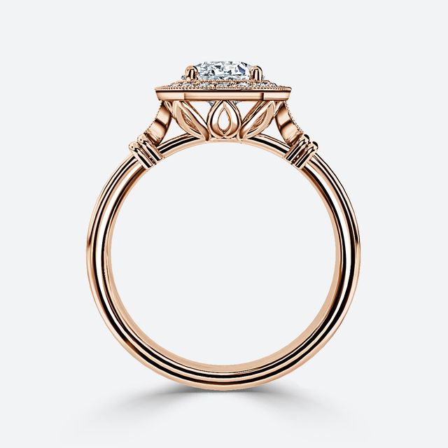 Astaire Rose Gold Milgrain Vintage Engagement Ring
