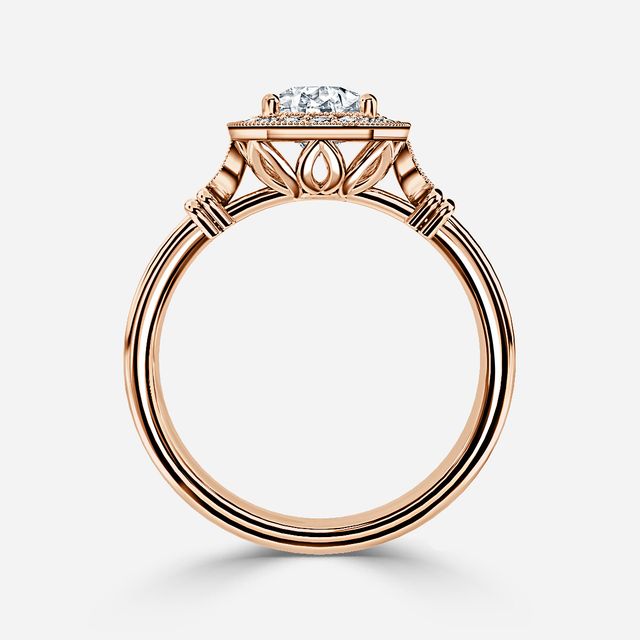 Astaire Rose Gold Milgrain Vintage Engagement Ring