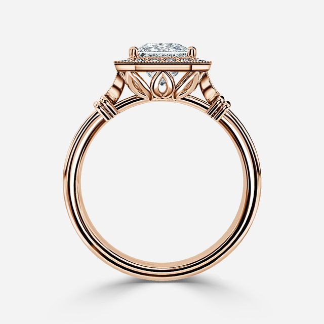 Astaire Rose Gold Milgrain Vintage Engagement Ring