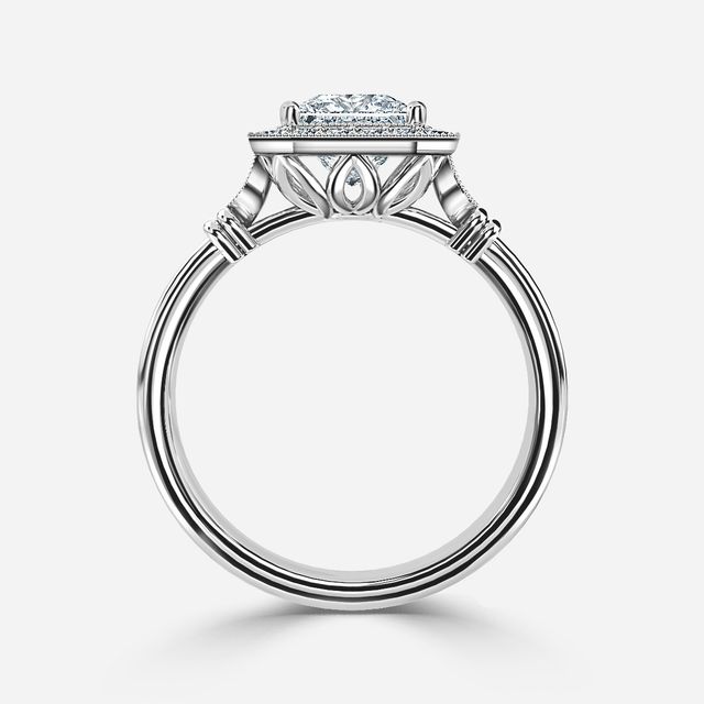 Astaire White Gold Milgrain Vintage Engagement Ring