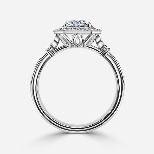 Astaire Platinum Milgrain Halo Engagement Ring
