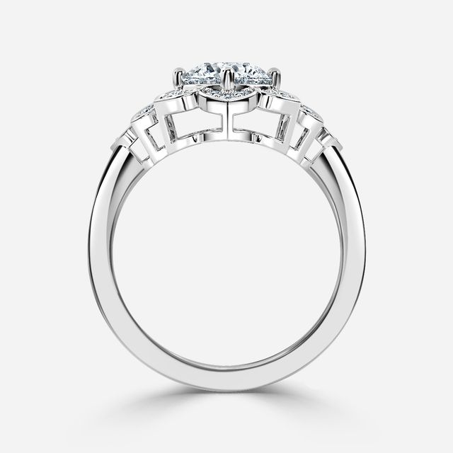Jasmine Platinum Flower Engagement Ring