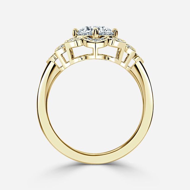 Jasmine Yellow Gold Flower Engagement Ring
