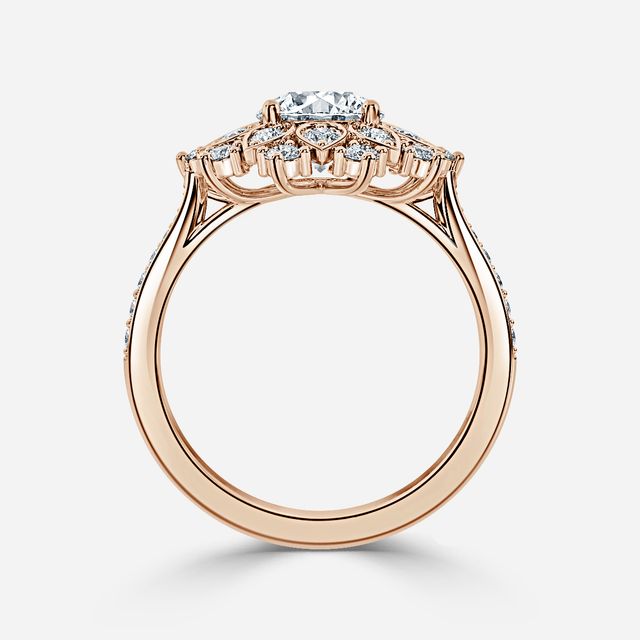 Suriana Rose Gold Flower Engagement Ring