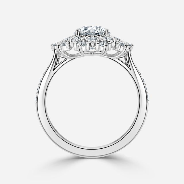 Suriana White Gold Flower Engagement Ring