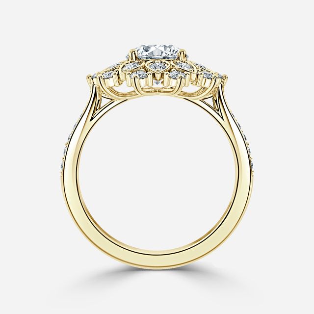 Suriana Yellow Gold Flower Engagement Ring