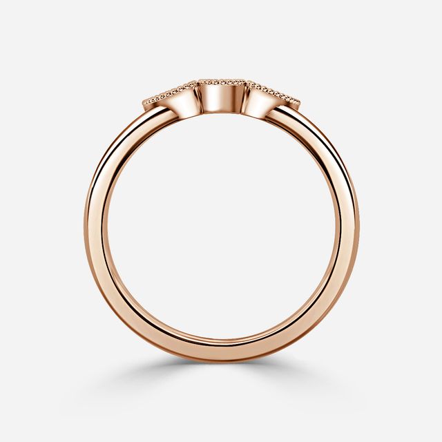Pear Trilogy Miligrain Rose Gold Wedding Ring