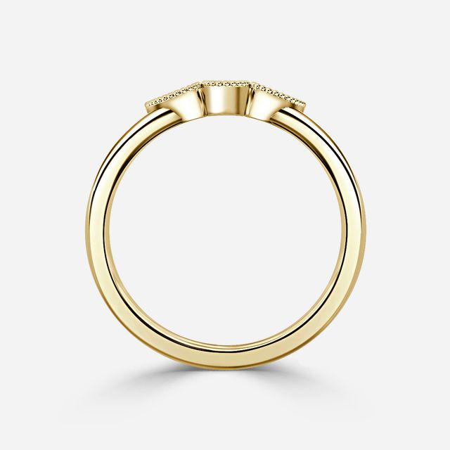 Pear Trilogy Miligrain Yellow Gold Wedding Ring