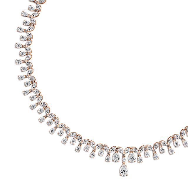 Pear Diamond Necklace In Rose Gold