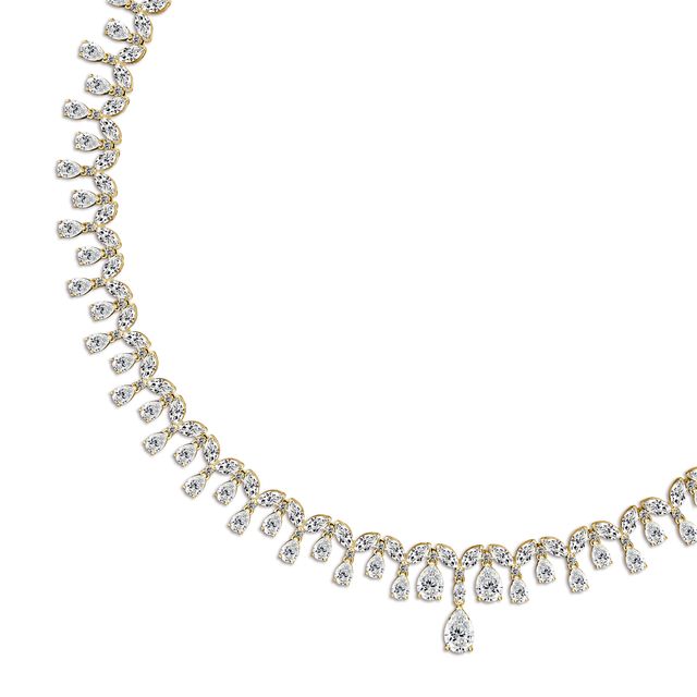 Pear Diamond Necklace In Yellow Gold