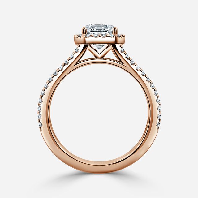 Rose Gold Lana Split Shank Halo Engagement Ring