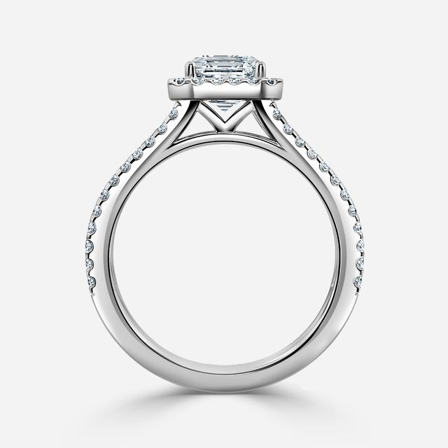 White Gold Lana Split Shank Halo Engagement Ring