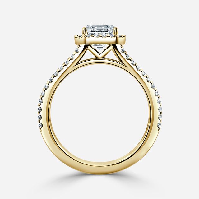 Yellow Gold Lana Split Shank Halo Engagement Ring