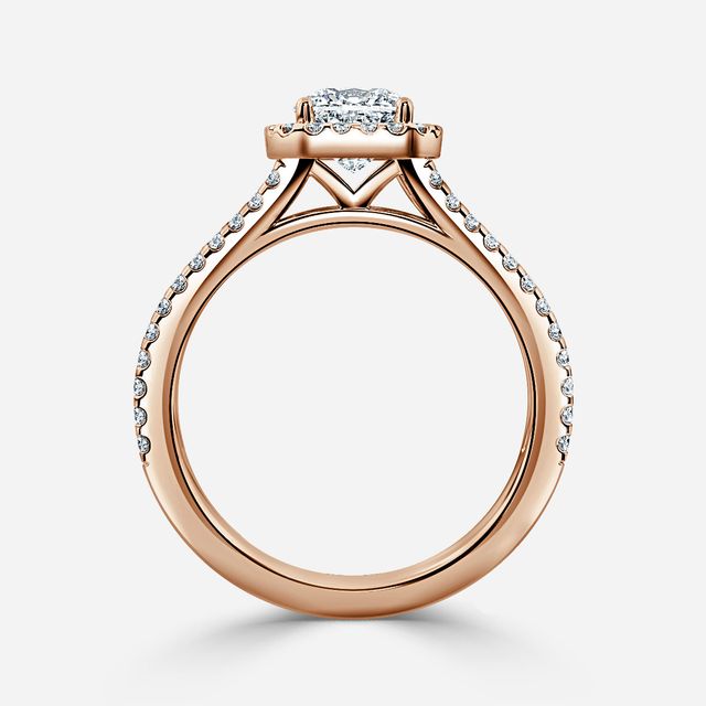 Rose Gold Lana Split Shank Halo Engagement Ring