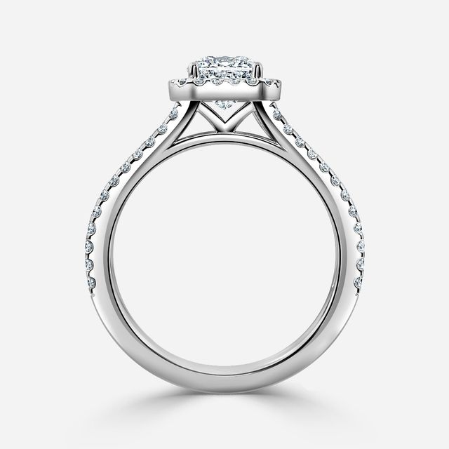 White Gold Lana Split Shank Halo Engagement Ring