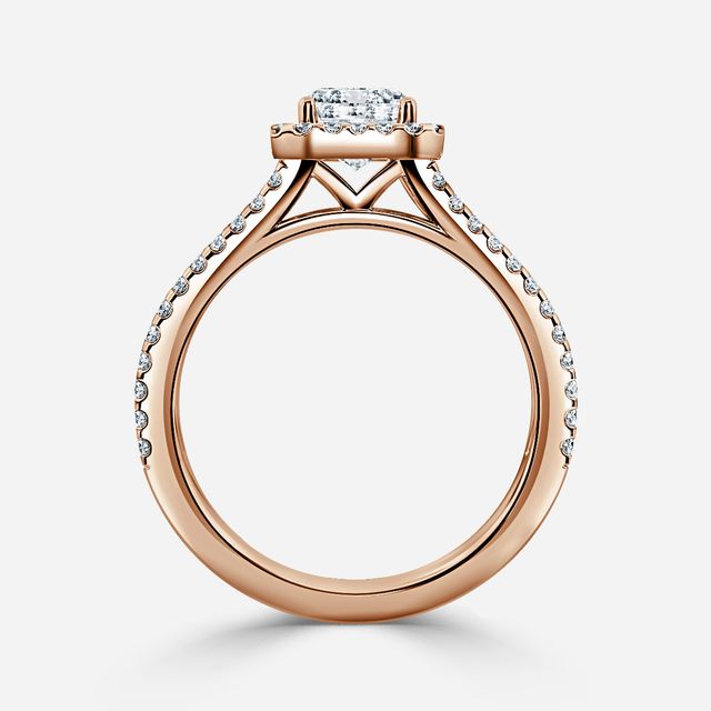 Rose Gold Lana Split Shank Halo Engagement Ring